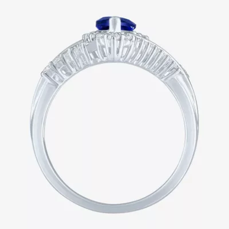 Gemstone Sterling Silver Marquise Halo Cocktail Ring
