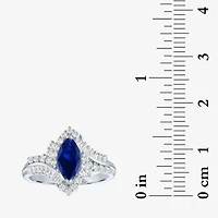 Gemstone Sterling Silver Marquise Halo Cocktail Ring