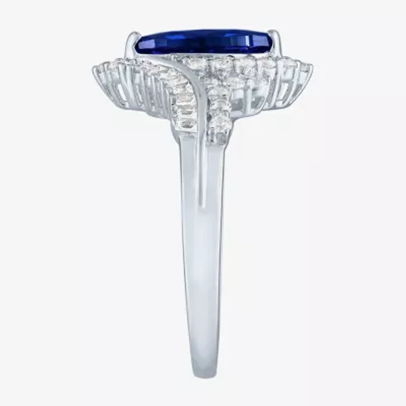 Gemstone Sterling Silver Marquise Halo Cocktail Ring
