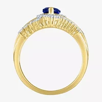 Womens Gemstone14K Gold Over Silver Halo Side Stone Cocktail Ring