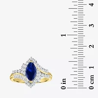 Womens Gemstone14K Gold Over Silver Halo Side Stone Cocktail Ring