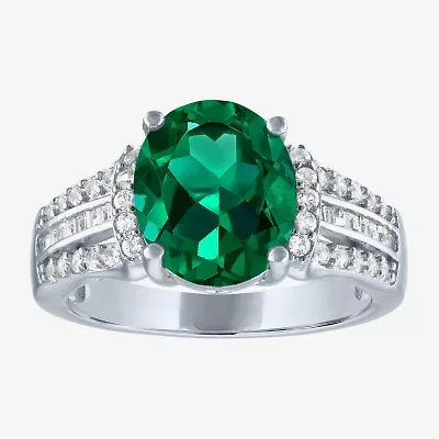 Womens Gemstone Sterling Silver Oval Cocktail Ring