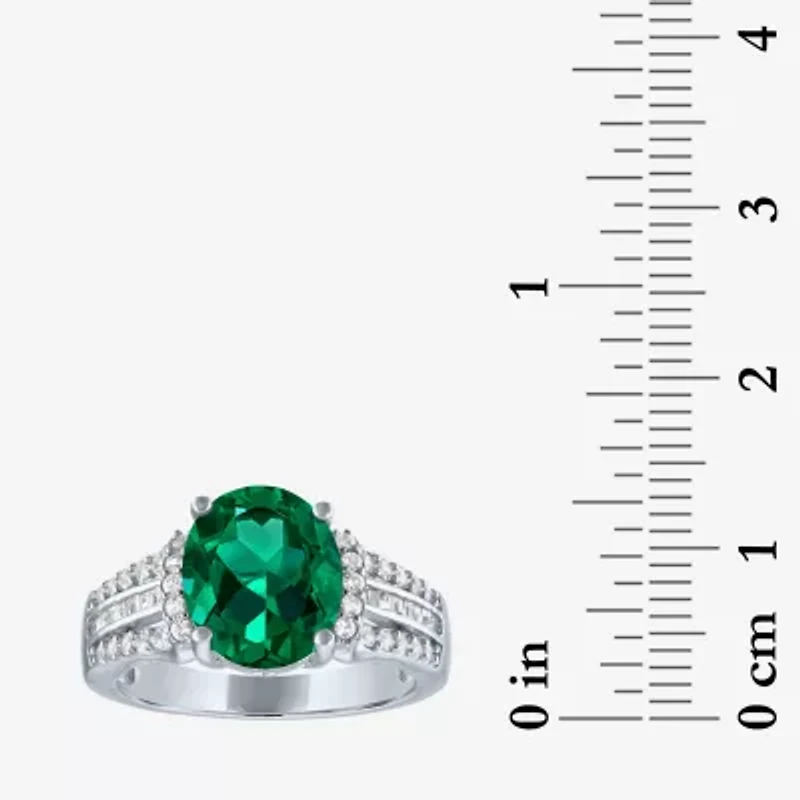 Womens Gemstone Sterling Silver Oval Cocktail Ring