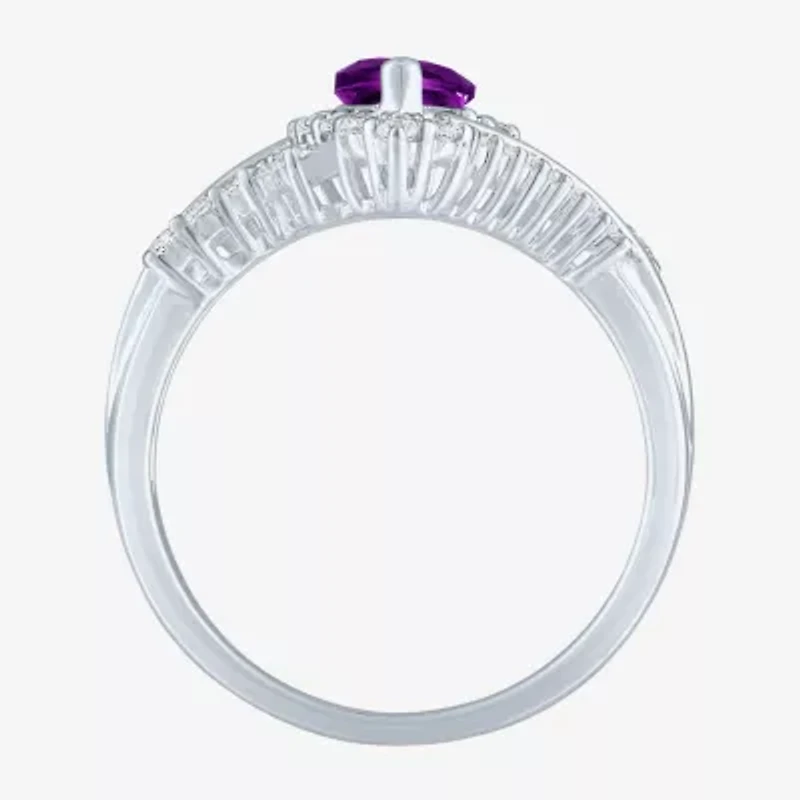Gemstone Sterling Silver Marquise Halo Cocktail Ring