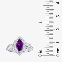 Gemstone Sterling Silver Marquise Halo Cocktail Ring