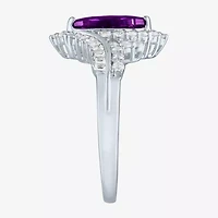 Gemstone Sterling Silver Marquise Halo Cocktail Ring