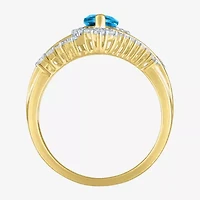 Womens Gemstone14K Gold Over Silver Halo Side Stone Cocktail Ring