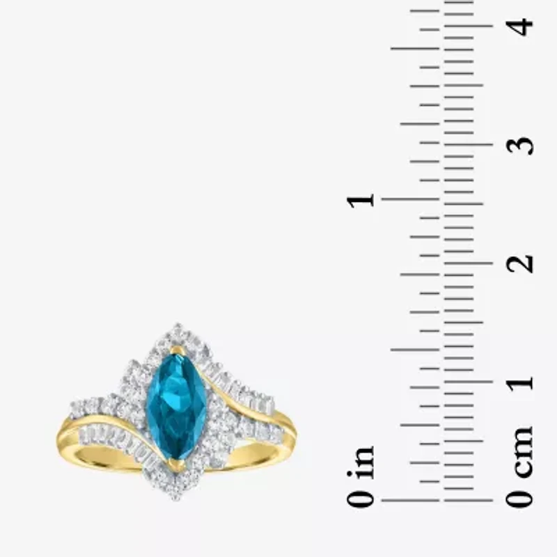 Womens Gemstone14K Gold Over Silver Halo Side Stone Cocktail Ring