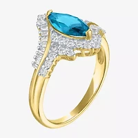 Womens Gemstone14K Gold Over Silver Halo Side Stone Cocktail Ring