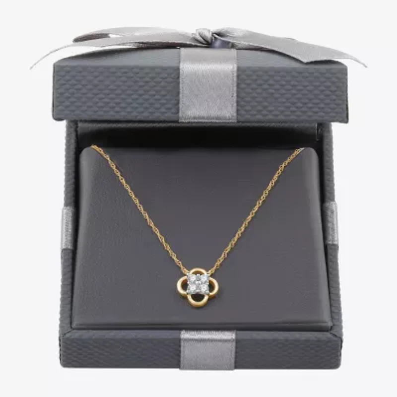 Womens 1/6 CT. T.W. Lab Grown White Diamond 10K Gold 17 Inch Pendant Necklace