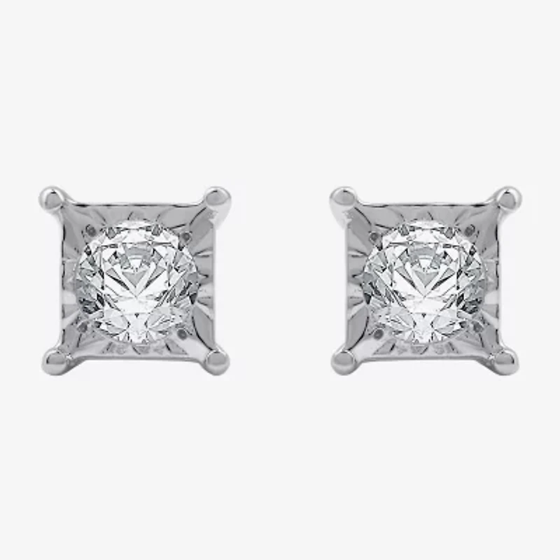 (G / Si1-Si2) 1/3 CT. T.W. Lab Grown White Diamond Sterling Silver Stud Earrings