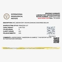 (G / SI2) Womens 2 CT. Lab-Grown White Diamond 14K Gold Princess-cut Solitaire Engagement Ring