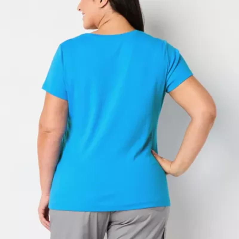 St. John's Bay Womens V Neck Short Sleeve Plus T-Shirt