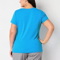 St. John's Bay Womens V Neck Short Sleeve Plus T-Shirt