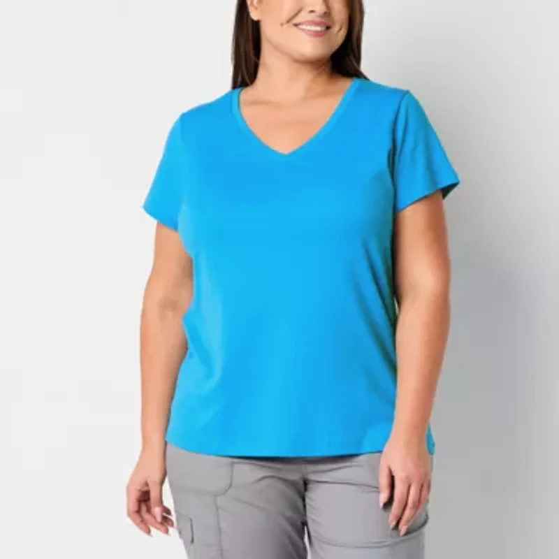 St. John's Bay Womens V Neck Short Sleeve Plus T-Shirt