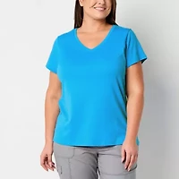 St. John's Bay Womens V Neck Short Sleeve Plus T-Shirt