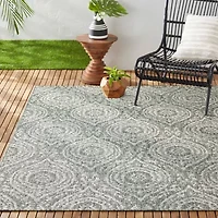 Nicole Miller Country Zoe Damask Outdoor Rectangular Area Rug