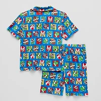 Little & Big Kid Boys Super Mario V-Neck Short Sleeve 2-pc. Pajama Sets