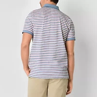 St. John's Bay Essential Striped Oxford Mens Classic Fit Short Sleeve Polo Shirt