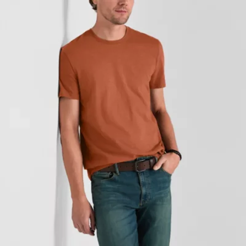 mutual weave Slub Mens Crew Neck Short Sleeve T-Shirt