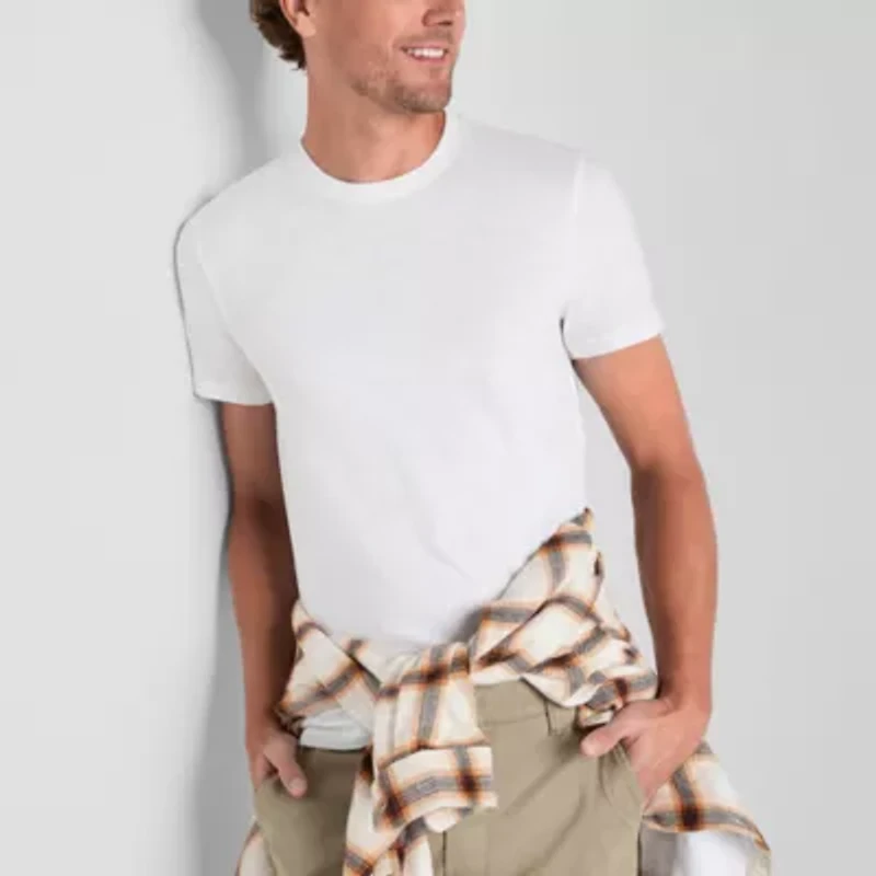 mutual weave Slub Mens Crew Neck Short Sleeve T-Shirt