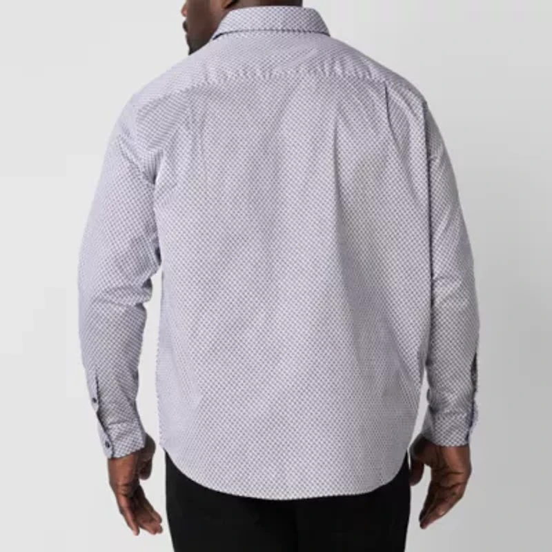 Shaquille O'Neal XLG Mens Long Sleeve Cuffed Classic Fit Big and Tall Button-Down Shirt