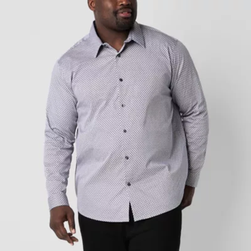 Shaquille O'Neal XLG Mens Long Sleeve Cuffed Classic Fit Big and Tall Button-Down Shirt