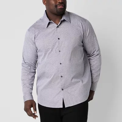 Shaquille O'Neal XLG Mens Long Sleeve Cuffed Classic Fit Big and Tall Button-Down Shirt