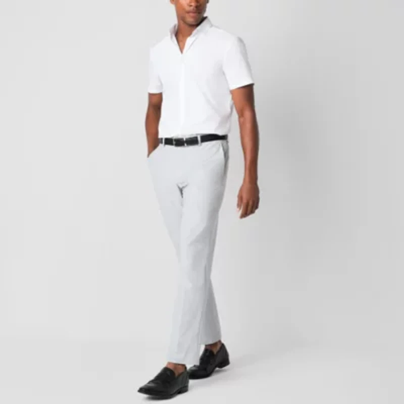 J. Ferrar Ultra Comfort Mens Short Sleeve Slim Fit Wrinkle Free Button-Down Shirt
