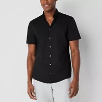J. Ferrar Ultra Comfort Mens Short Sleeve Slim Fit Wrinkle Free Button-Down Shirt