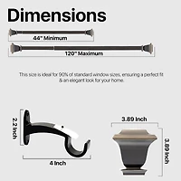 Deco Window Quattro 1 IN Adjustable Curtain Rod