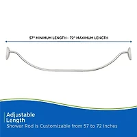 Kenney Twist & Fit No Tools Curved 57-72 IN Adjustable Tension Shower Curtain Rod