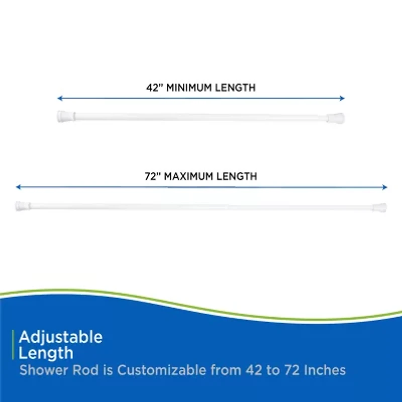 Kenney Twist & Fit No Tools Rust-Proof 42-72 IN Adjustable Tension Shower Curtain Rod