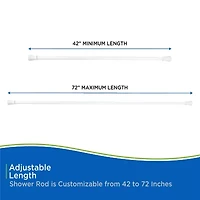 Kenney Twist & Fit No Tools Rust-Proof 42-72 IN Adjustable Tension Shower Curtain Rod