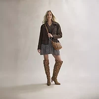 a.n.a Womens Malinda Genuine Suede Studded Stiletto Heel Over The Knee Boots