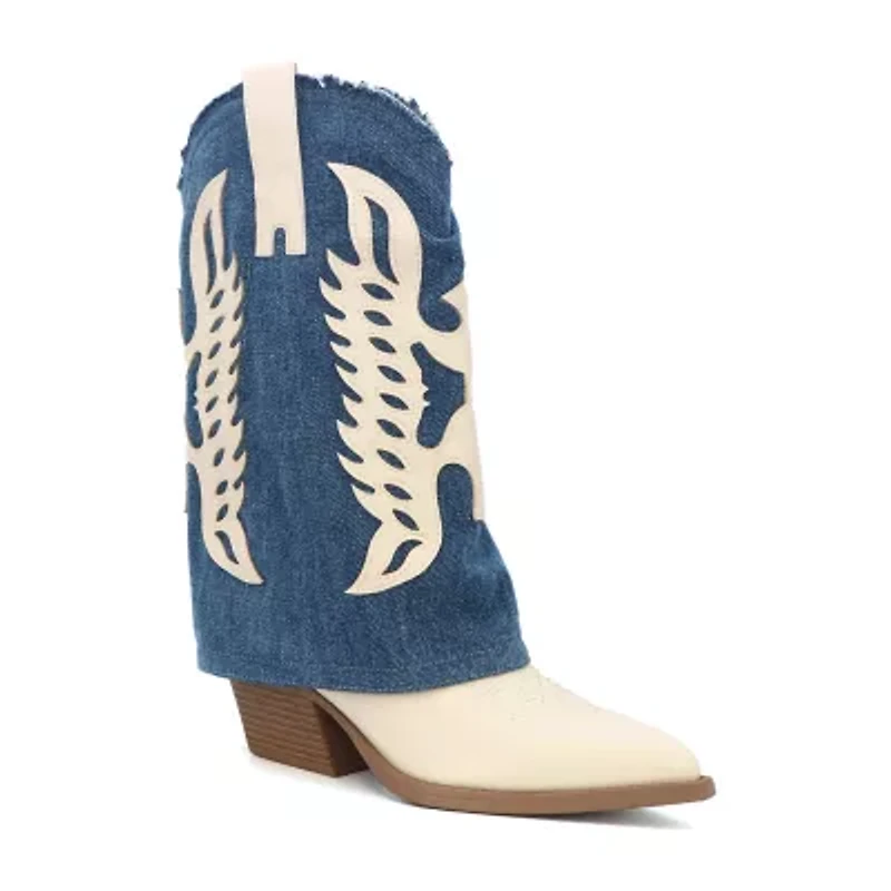 Yoki Womens Flat Heel Cowboy Boots