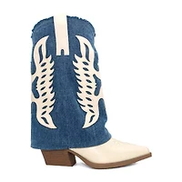 Yoki Womens Flat Heel Cowboy Boots