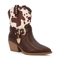 Yoki Womens Stacked Heel Booties