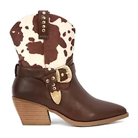 Yoki Womens Stacked Heel Booties