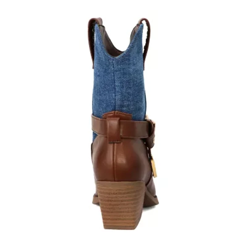 Yoki Womens Stacked Heel Booties