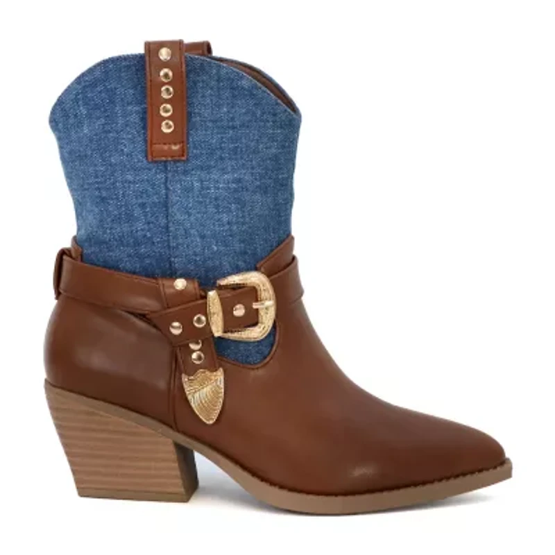 Yoki Womens Stacked Heel Booties