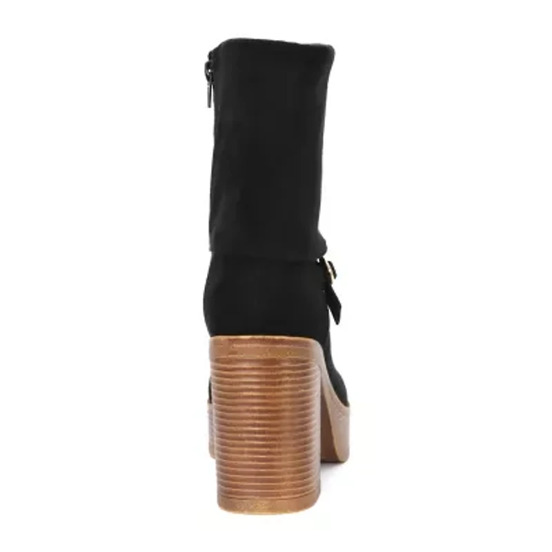 Yoki Womens Stacked Heel Booties