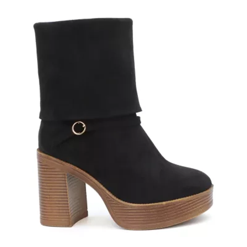 Yoki Womens Stacked Heel Booties