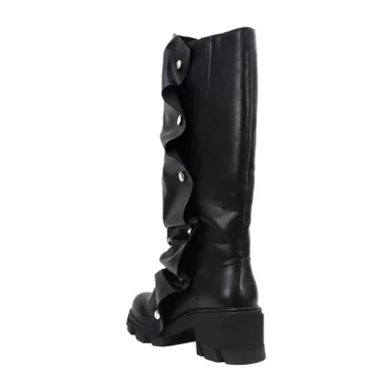 Yoki Womens Flat Heel Slouch Boots