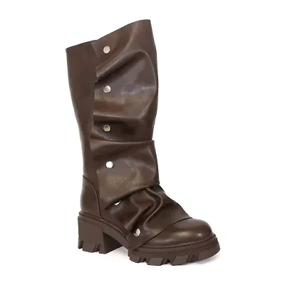 Yoki Womens Flat Heel Slouch Boots