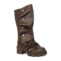 Yoki Womens Flat Heel Slouch Boots