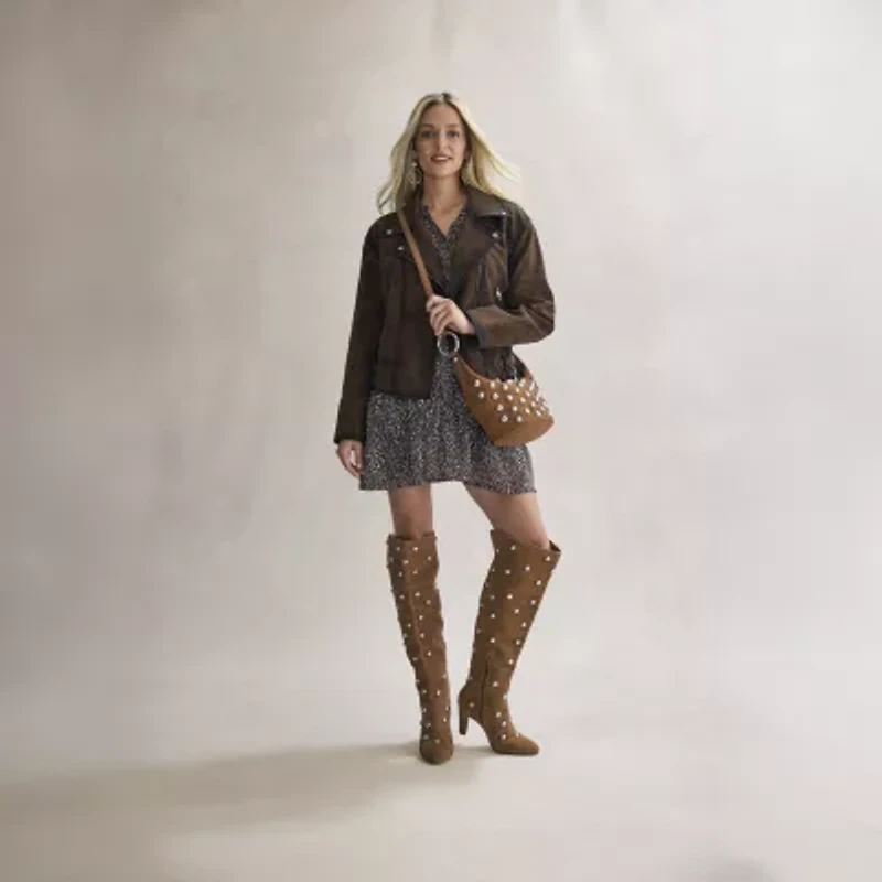 a.n.a Susan Genuine Suede Studded Crossbody Bag