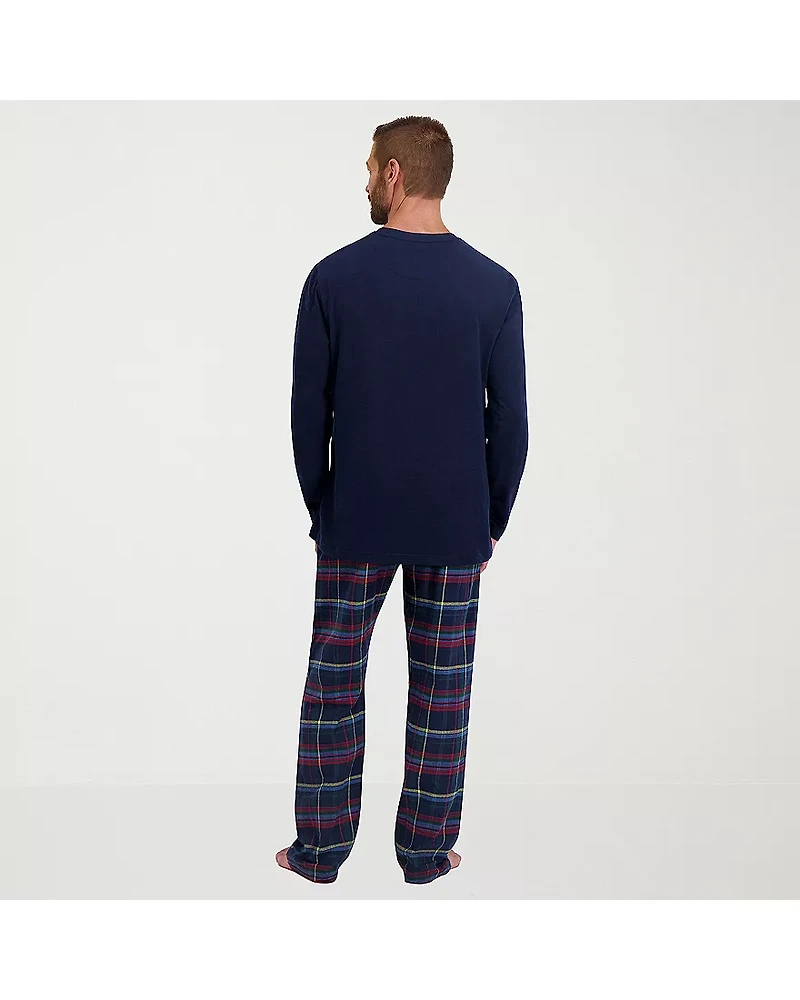 Hanes Mens Crew Neck Long Sleeve 2-pc. Pajama Sets