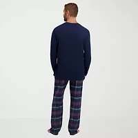 Hanes Mens Flannel Crew Neck Long Sleeve 2-pc. Pajama Pants