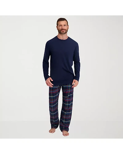 Hanes Mens Crew Neck Long Sleeve 2-pc. Pajama Sets